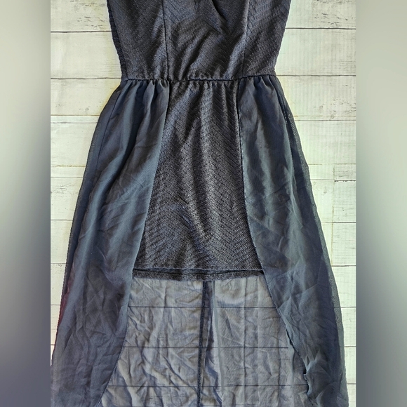 Rue21 Black Sleeveless High Low Sheer Chiffon Bustier Top Flowy Bottom Size M - Picture 4 of 10